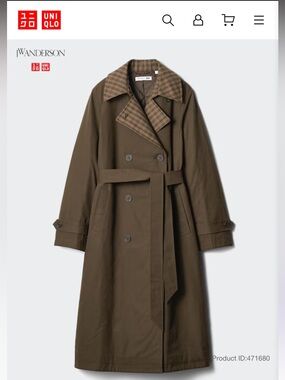 JW ANDERSON x Uniqlo Trench Coat with Plaid Collar